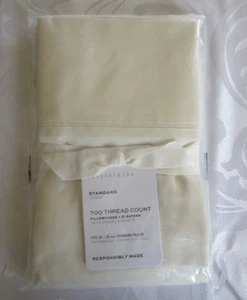 POTTERY BARN 700TC COTTON SATEEN STANDARD IVORY PILLOWCASES 7719484 $52 - Picture 1 of 4