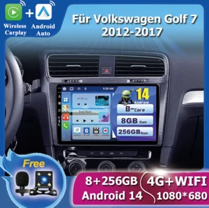 8GB+256GB Android 14 Für VW Golf VII MK7 2013-17 Autoradio Car Play Navi GPS AHD - Bild 1 von 18
