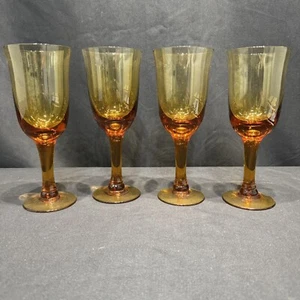 Set 4 bicchieri da vino vintage ambra soffiati a mano - Foto 1 di 6