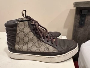 Gucci GG Logo Supreme Tessuto Beige High Top Men Sneakers 7 / Women 9 US - Picture 1 of 7
