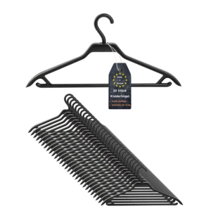 ENGELLAND 30 x Kleiderbügel Extra Robust Tragfähig Bis 10 kg Kunststoff Schwarz - Bild 1 von 5