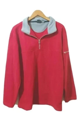 Foot Locker Jacket Mens L Collared Pullover 1/4 Zip Fleece L/S Red Gray - Image 1 of 4