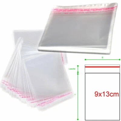 9x13 Tüten 500Stk. Folienbeutel Selbstklebend Beutel PP Folie Klar Transparent - Bild 1 von 4