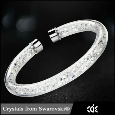 Luxus Crystal Armband mit Kristallen Weiß Edelstahl Neu Geschenk - Bild 1 von 4