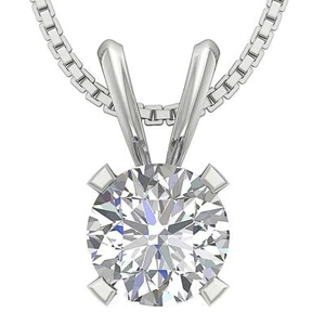 SI1 I 0.95Ct Natural Diamond Solitaire Pendant Martini 3 Prong Set 14K Rose Gold - Picture 1 of 12
