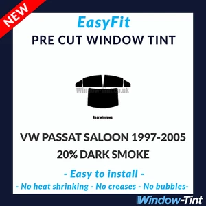 EasyFit Static Pre Cut Window Tint For VW Passat 4-door 97-05 - 20% Dark Rear - Picture 1 of 3