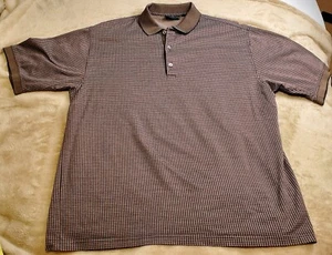 Polo de golf Bobby Jones para hombre XL marrón/negro geométrico hecho en Italia algodón - Imagen 1 de 4