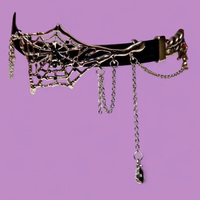 ПАУТИНА ВИСЯЧИЕ ЦЕПИ ОШЕЙНИК черный серебряный готический панк ожерелье для Хэллоуина L4 - Изображение 1 из 4