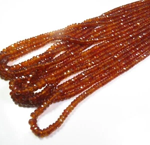 Hessonite Garnet Rondelle Faceted Natural Gems Beads 18"Strand 3.5-5.5mm LC-1130 - Picture 1 of 9