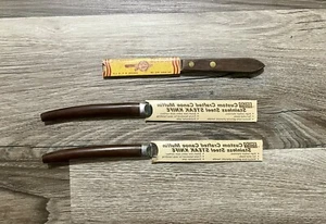 Set Of 2 Ekco & 1 Burns Stainless Steak Knives w/cover Vintage - Picture 1 of 5
