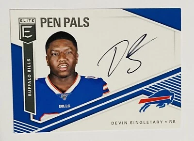 2019 Elite Pen Pals Devin Singletary Rookie Autograph Buffalo Bills - Image 1 of 3