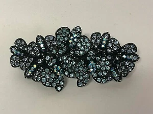Stunning Vintage Blue Crystal Hair Barrette Clip  - Picture 1 of 4