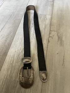 RARE Vintage STREETS AHEAD Womens Flower Floral Leather Belt Size Medium - Picture 1 of 11