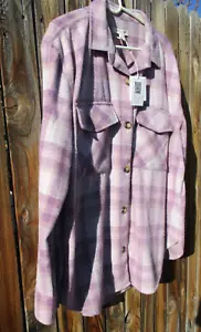 NWT Beach Lunch Lounge Women's XL Pastel Plaid Shacket Button Down Shirt Jacket - Picture 1 of 7