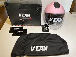 VCAN - FLAT PINK Half Face Motorcycle Helmet SMALL - Model V88 - Bild 1 von 10