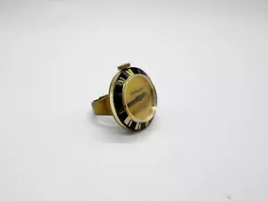 VINTAGE OVD ENGLAND SCHWARZ & GOLD RÖMISCHE ZIFFERN ZIFFERBLATT FINGERUHR EINZIGARTIGES DESIGN - Bild 1 von 6