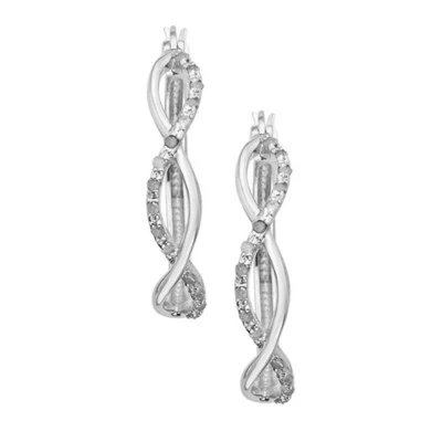 Aretes tipo argolla infinitos de diamantes naturales de 1/4 quit en plata de ley Foto 1 de 3