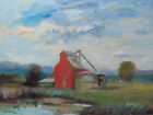 Aufgelisteter amerikanischer Künstler Nino Pippa Gemälde Missouri Szene Das alte Silo COA18X24