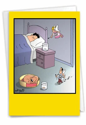 Hilarious Single Birthday Greeting Card: Testicle Fairy with Envelope - Image 1 of 4