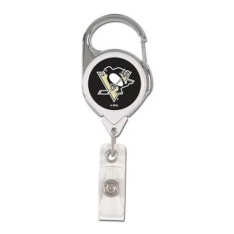 Pittsburgh Penguins Retractable Metal Badge Holder [NEW] NHL Key Chain ID Ring Cover