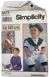 Simplicity k.p. kid's & co pattern 8512 Toddlers' Romper, Hat size 1/2 - 2 Cut - Picture 1 of 4