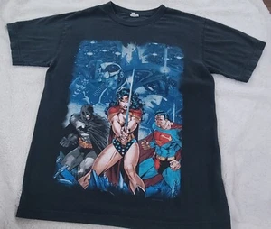 DC Comic T Shirt Super Heros Size S Batman Superman Wonder Women Black - Picture 1 of 3
