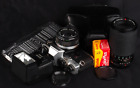 Olympus Om10 Chrome 35Mm Film Slr C/W M-Adapter, 50/1.8, 80-200 Lens & Flash Kit
