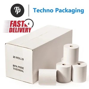Premium White Thermal Till Rolls 80 x 80mm for Credit Card Machines | Box of 20 - Picture 1 of 5