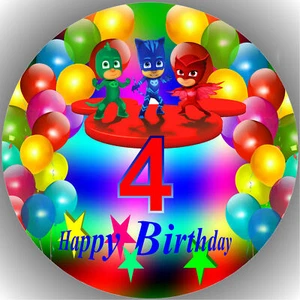 Tortenaufleger Geburtstag Tortenbild Fondant - Oblate PJ Masks  Zahl  i4 - Bild 1 von 1