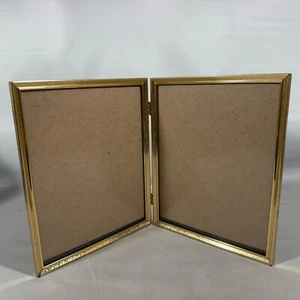 Vintage Foto-Bilderrahmen MCM 8x10 doppelt aufklappbar Messing goldfarben Metall - Bild 1 von 6