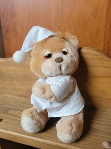 Vintage Judis Teddy Beddybär Gute-Nachtmütze Plüsch Nachtmütze Schlafaugen Caltoy Morgan - Bild 1 von 13