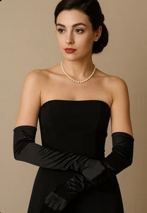 Vintage Armani Le Collezioni Handschuhe Damengröße 7-7,5 schwarz Satin Oper Italien gebraucht, in einwandfreiem Zustand  - Bild 1 von 10