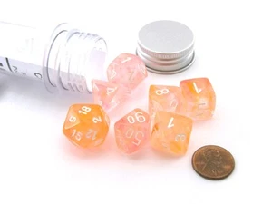 Polyhedral 7-Die Luminary Chessex Lab Dice 4 Set - Nebula Supernova with White - Picture 1 of 6