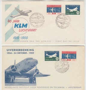 NETHERLAND 1959 *40 YEARS of KLM*  & UIVERHERDENKING official illustrated covers - Picture 1 of 9