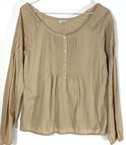Top campesino de algodón azul marino antiguo manga larga plisado fuera del hombro boho mediano para mujer - Imagen 1 de 11