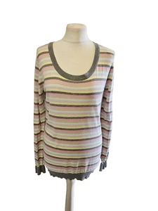 JOHN SMEDLEY size small cotton jumper striped sea island cotton - Picture 1 of 9