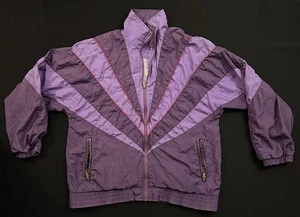 Retro 90’s Champs Style Purple Crinkled Tracksuit Set Jacket & Pants Nylon Shell - Picture 1 of 10