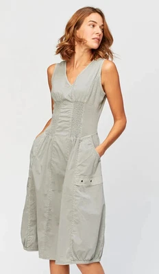 Vestido XCVI Gibbon Tank Midi Mediano Bolsillos Frontales Acentos Ojal 3428W Talla M Foto 1 de 4