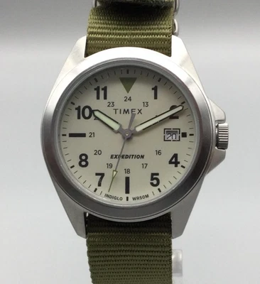 Timex Expedition Field Watch 36mm Indiglo Date WR50M Green Nylon - Image 1 of 4