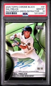 2025 TOPPS CHROME BLACK AUTOS GREEN REFRACTOR #SF SAL FRELICK 80/99 PSA 10 - Picture 1 of 2