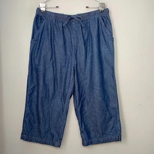 Erika Capris Size XL Blue Jeans Denim Cropped Pull on Pants Cottagecore Grandma - Picture 1 of 12