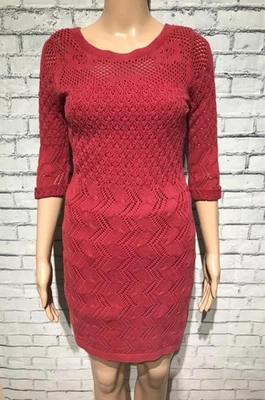 ELLE, XS, красный крючком Swather 1/3 рукав короткое платье, туника, с подкладкой, офис работы - Изображение 1 из 4