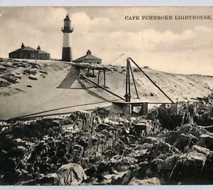 FALKLAND ISLANDS Lighthouse PPC GB NAVAL WWI *SOUTH ATLANTIC* Message 1915 ZT82 - Picture 1 of 10