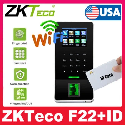 ZKTeco F22 Wifi+ID Card TCP/IP Fingerprint Access Control Time Attendance System