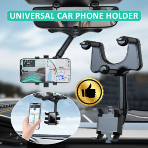 360° Rotatable and Retractable Car Phone Holder Phone Mount Rearview Mirror GPS
