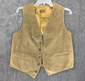 VTG Corduroy Vest Mens Medium Western Reversible Velvet Brown Tan 38” Chest MARK - Picture 1 of 15