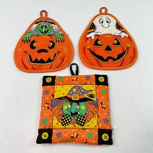 Vintage B&D Patchwork Pot Holder Pumpkin Jack O Lantern Witch Ghost Halloween - Picture 1 of 12