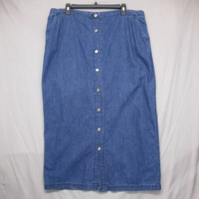 Falda midi vintage BGC 100 % algodón denim azul para mujer talla \ 18 Foto 1 de 4
