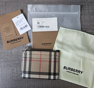 Nuevo Con Etiquetas Burberry Cremallera Tarjeta Cartera 8015133 4 Ranuras Foto 1 de 4