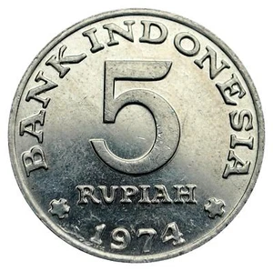 1974 Indonesia 5 Rupiah Coin, km37 - Beautiful Coin ๐ฎ๐ฉ Free Shipping!!!! - Picture 1 of 2